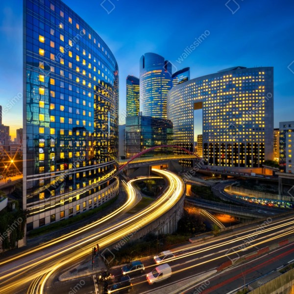 Repositionierbarer Aufkleber moderne stadtsilhouette bei dämmerung – Wallnifity® Repositionierbarer Aufkleber moderne stadtsilhouette bei dämmerung – Wallnifity®