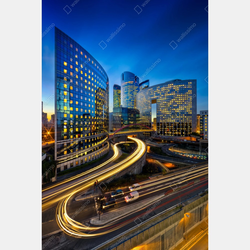 Repositionierbarer Aufkleber moderne stadtsilhouette bei dämmerung – Wallnifity® Repositionierbarer Aufkleber moderne stadtsilhouette bei dämmerung – Wallnifity®