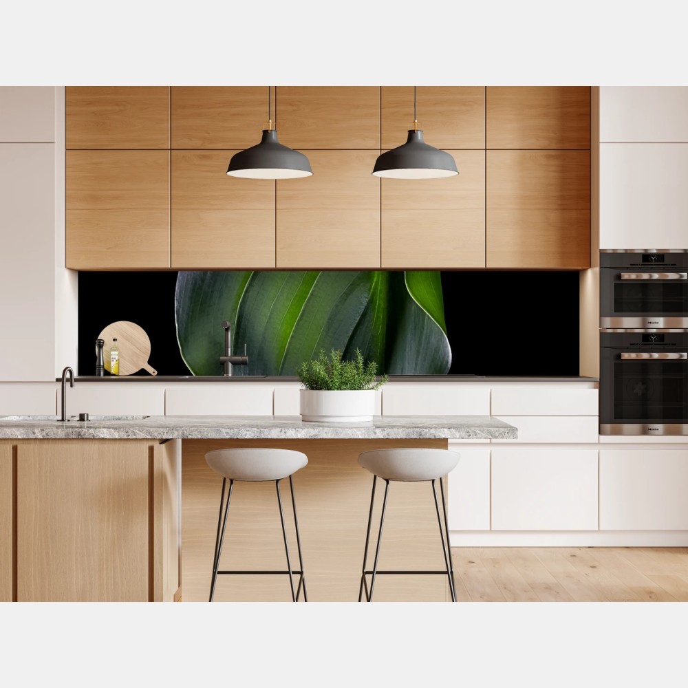 Repositionierbarer Aufkleber elegantes grünes blatt auf schwarzem hintergrund – Wallnifity® Repositionierbarer Aufkleber elegantes grünes blatt auf schwarzem hintergrund – Wallnifity®