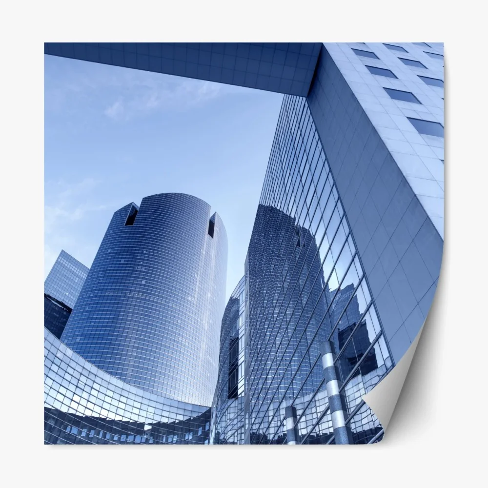 Repositionierbarer Aufkleber moderne blaue stadtsilhouette – Wallnifity®