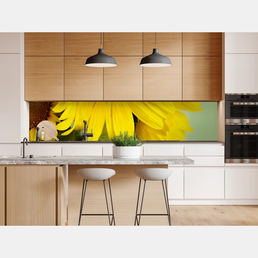 Repositionierbarer Aufkleber heller sonnenblumenstrauß auf grünem hintergrund – Wallnifity® Repositionierbarer Aufkleber heller sonnenblumenstrauß auf grünem hintergrund – Wallnifity®