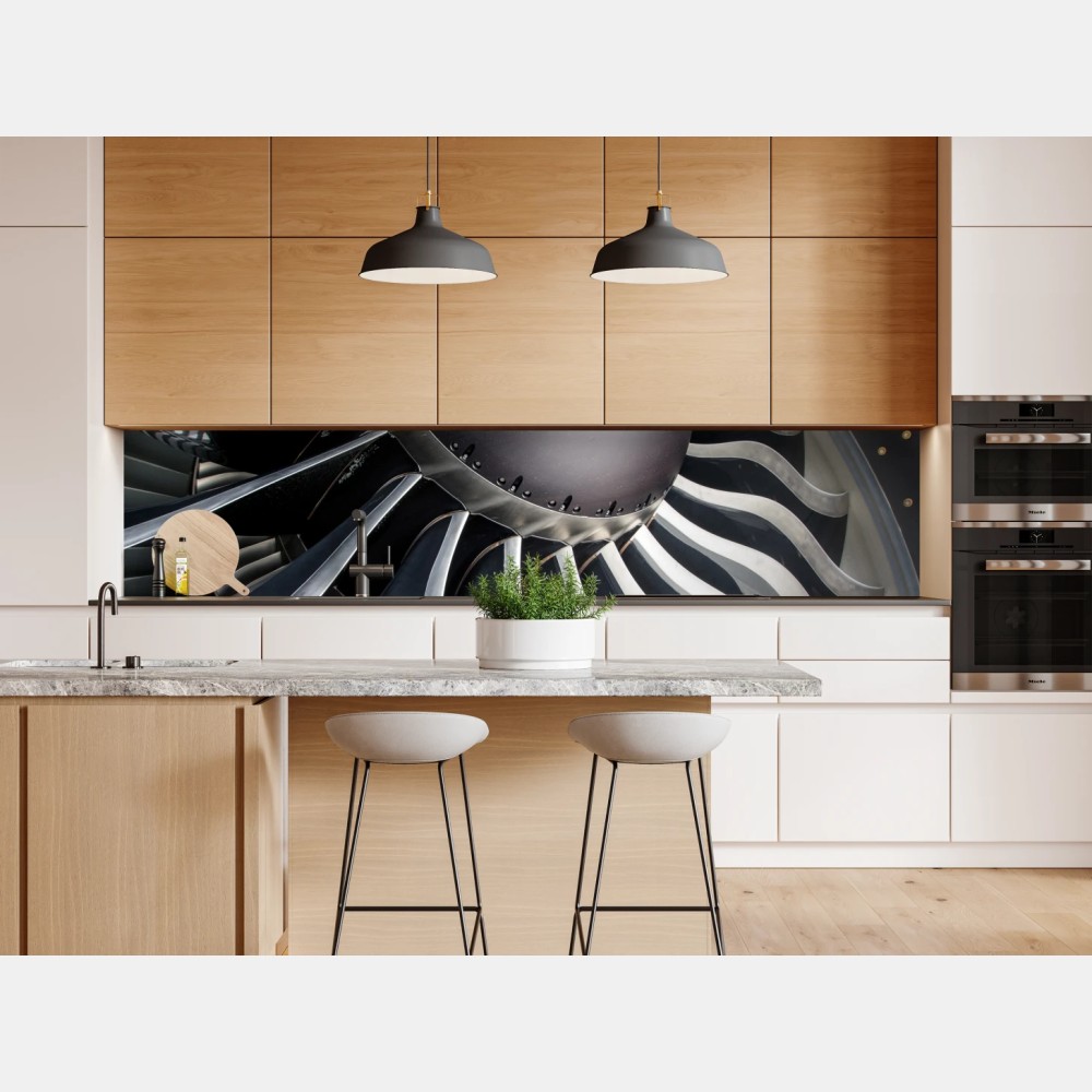 Repositionierbarer Aufkleber nahaufnahme turbinenblätter des jettriebwerks – Wallnifity® Repositionierbarer Aufkleber nahaufnahme turbinenblätter des jettriebwerks – Wallnifity®