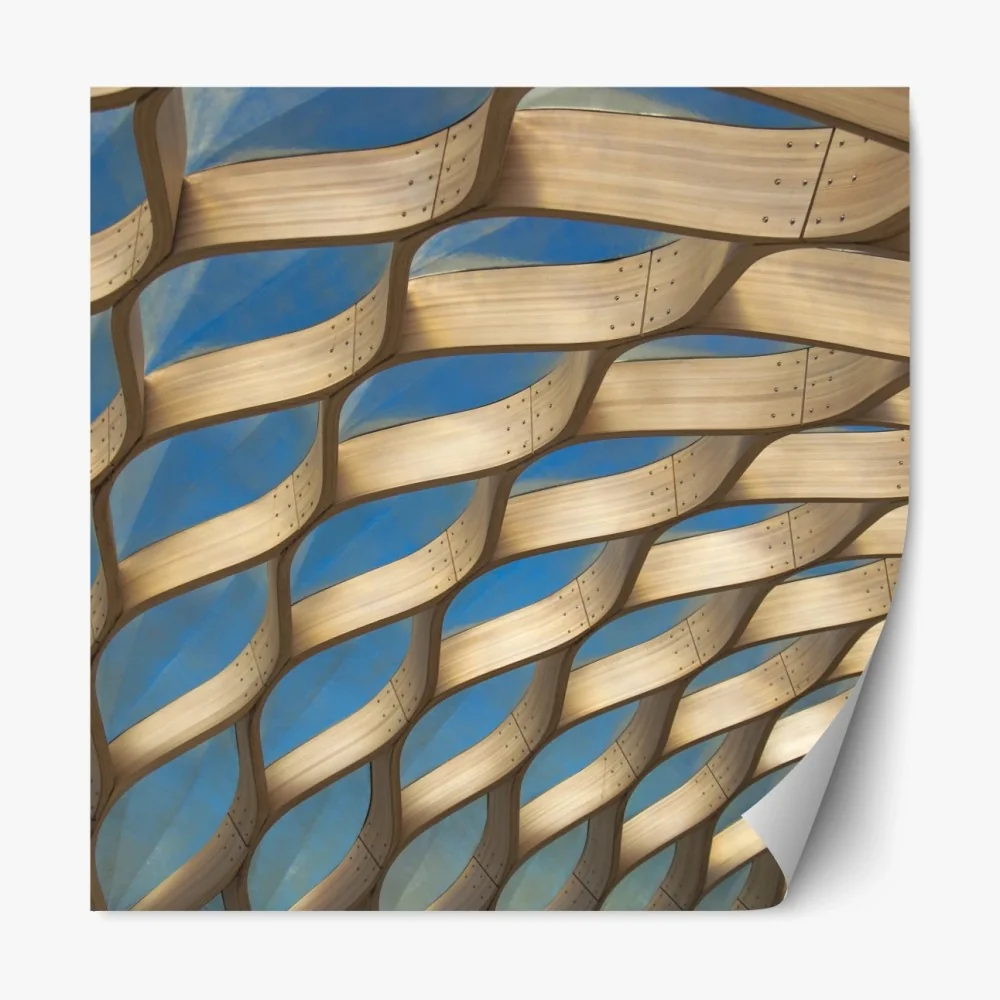 Repositionierbarer Aufkleber holzlamellen überdachung in Chicago – Wallnifity® Repositionierbarer Aufkleber holzlamellen überdachung in Chicago – Wallnifity®