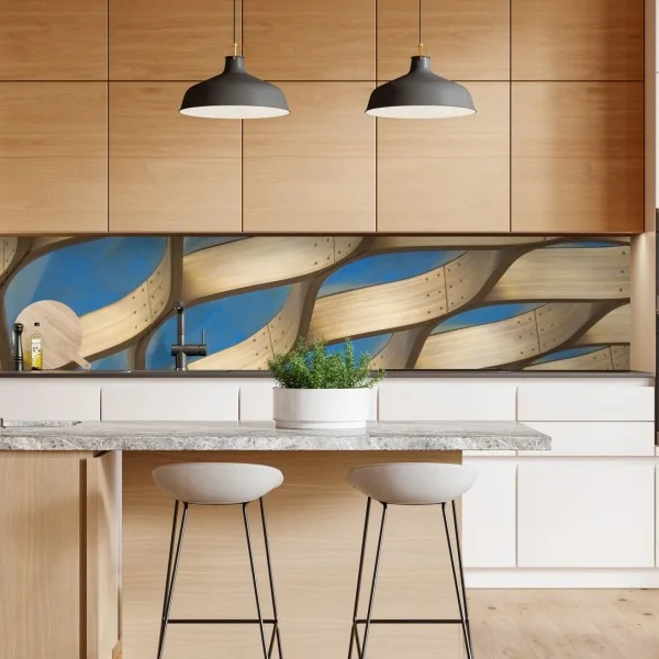 Repositionierbarer Aufkleber holzlamellen überdachung in Chicago – Wallnifity® Repositionierbarer Aufkleber holzlamellen überdachung in Chicago – Wallnifity®