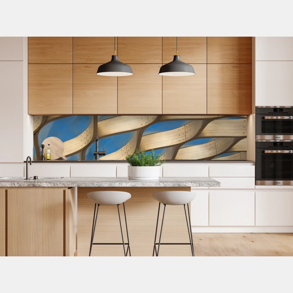 Repositionierbarer Aufkleber holzlamellen überdachung in Chicago – Wallnifity® Repositionierbarer Aufkleber holzlamellen überdachung in Chicago – Wallnifity®