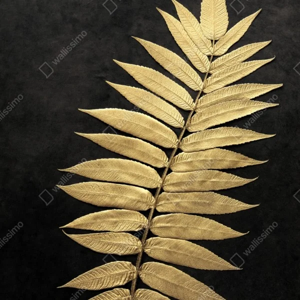 Repositionierbarer Aufkleber goldener farn vor dunklem hintergrund – Wallnifity® Repositionierbarer Aufkleber goldener farn vor dunklem hintergrund – Wallnifity®