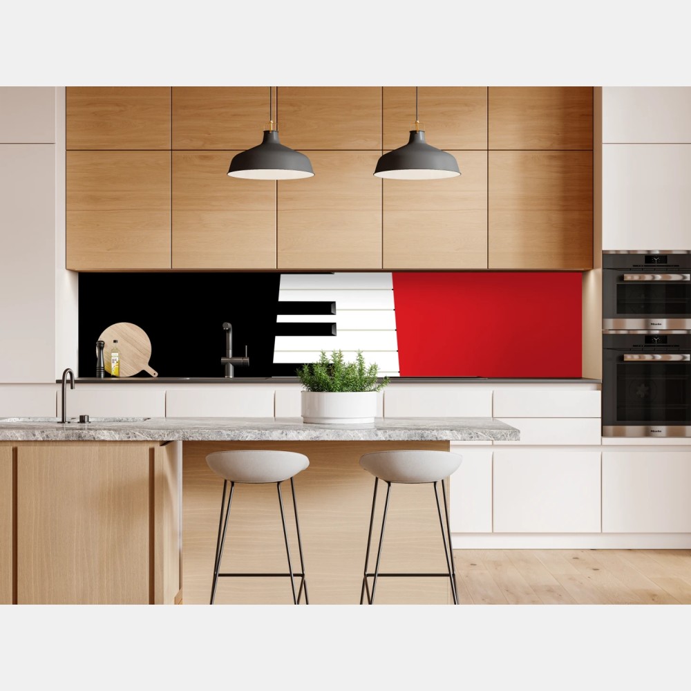 Repositionierbarer Aufkleber schwarz-rotes klavier-tastatur motiv – Wallnifity® Repositionierbarer Aufkleber schwarz-rotes klavier-tastatur motiv – Wallnifity®
