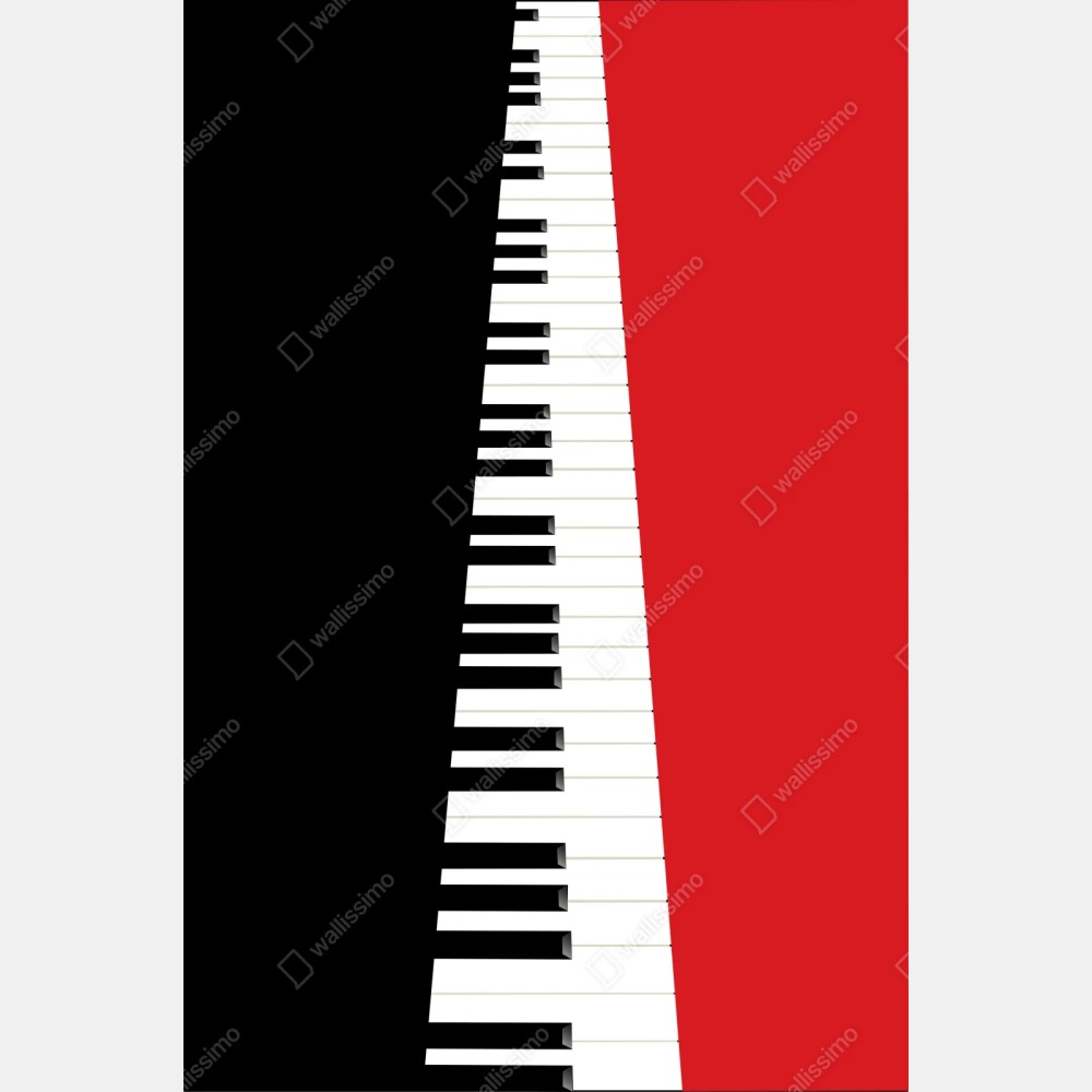 Repositionierbarer Aufkleber schwarz-rotes klavier-tastatur motiv – Wallnifity® Repositionierbarer Aufkleber schwarz-rotes klavier-tastatur motiv – Wallnifity®