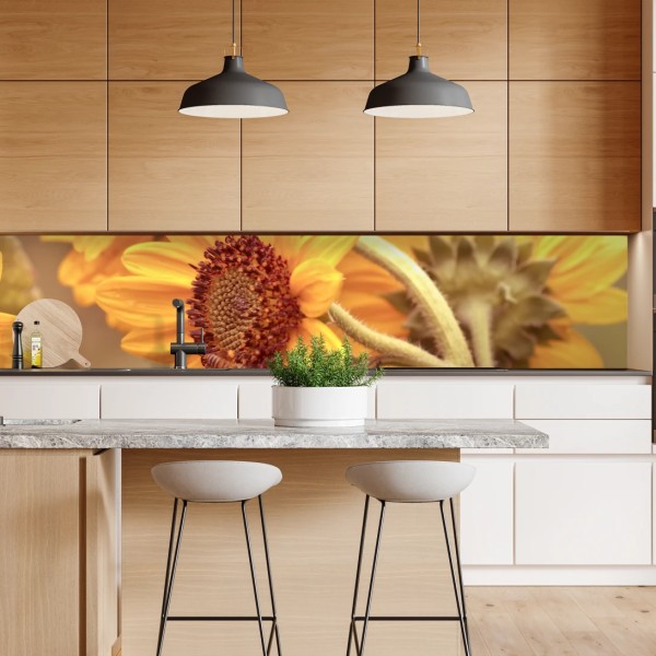 Repositionierbarer Aufkleber vintage sonnenblumen in warmem licht – Wallnifity® Repositionierbarer Aufkleber vintage sonnenblumen in warmem licht – Wallnifity®