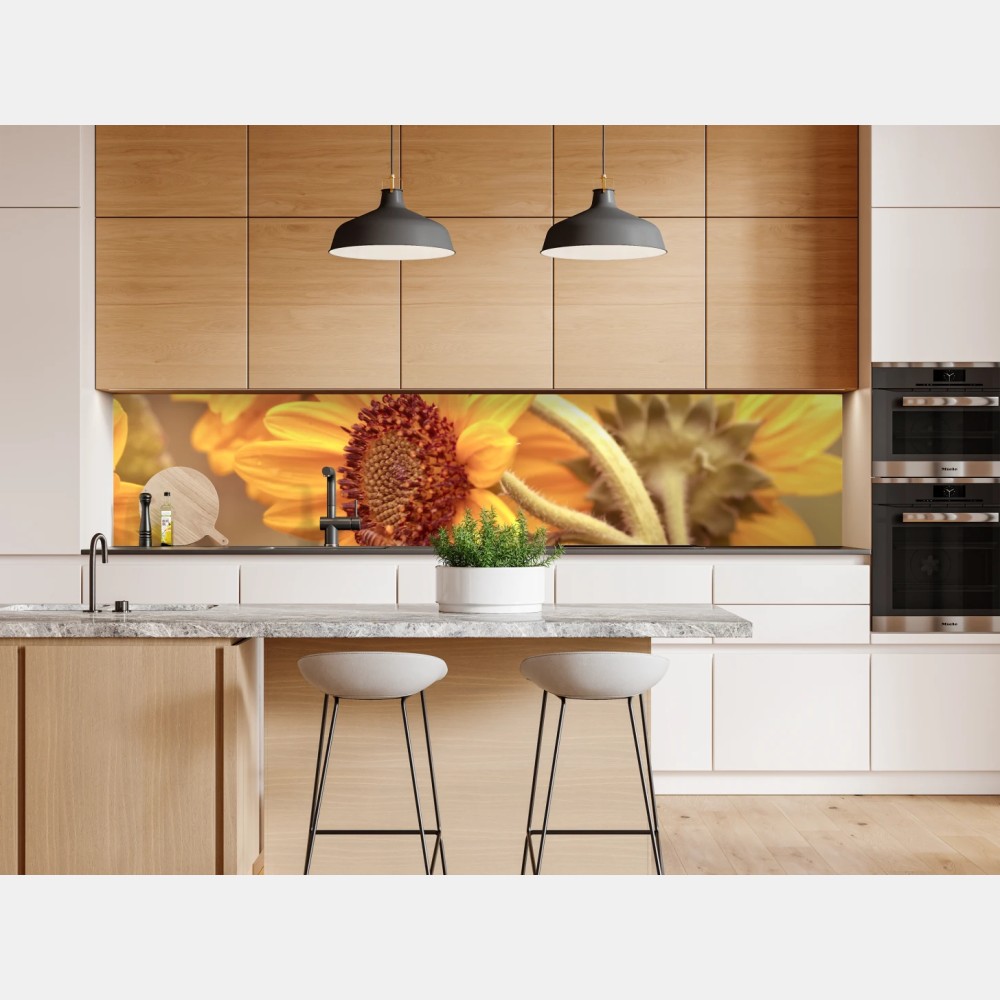 Repositionierbarer Aufkleber vintage sonnenblumen in warmem licht – Wallnifity® Repositionierbarer Aufkleber vintage sonnenblumen in warmem licht – Wallnifity®