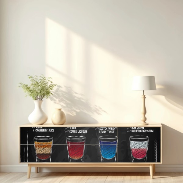 Repositionierbarer Aufkleber vintage kreidetafel shots menü – Wallnifity® Repositionierbarer Aufkleber vintage kreidetafel shots menü – Wallnifity®