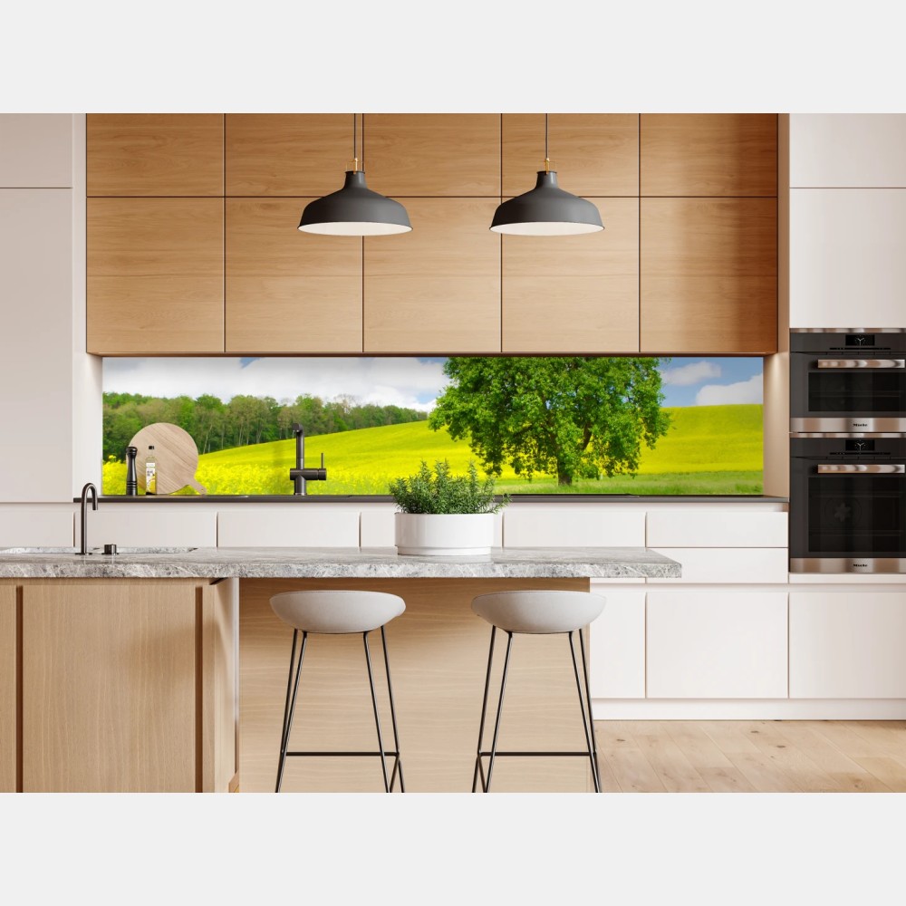 Repositionierbarer Aufkleber sonniger feldweg mit einsamem baum – Wallnifity® Repositionierbarer Aufkleber sonniger feldweg mit einsamem baum – Wallnifity®
