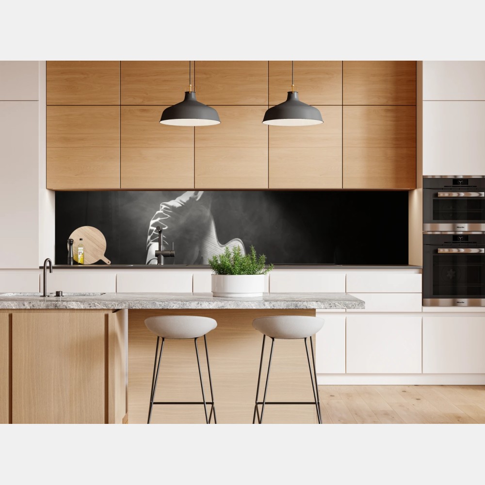 Repositionierbarer Aufkleber silhouette eines gitaristen im scheinwerferlicht – Wallnifity® Repositionierbarer Aufkleber silhouette eines gitaristen im scheinwerferlicht – Wallnifity®