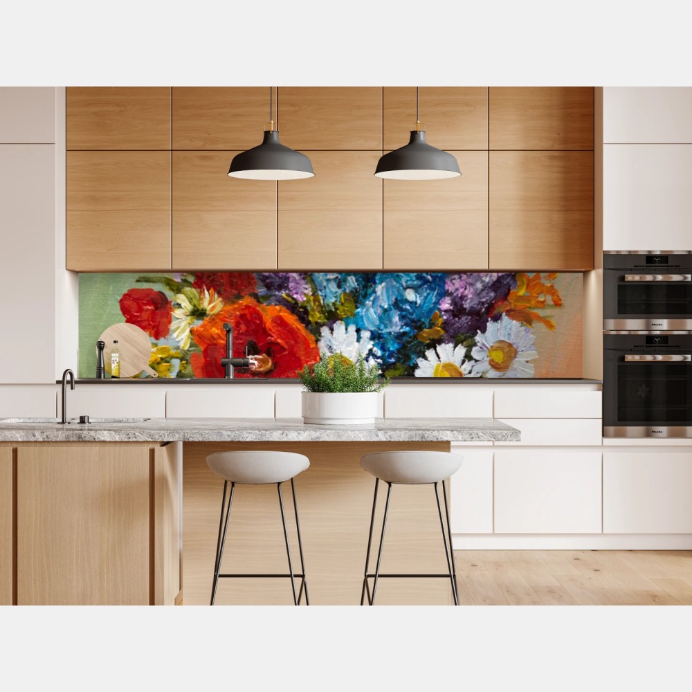 Repositionierbarer Aufkleber farbenfroher blumenstrauß in vase – Wallnifity® Repositionierbarer Aufkleber farbenfroher blumenstrauß in vase – Wallnifity®