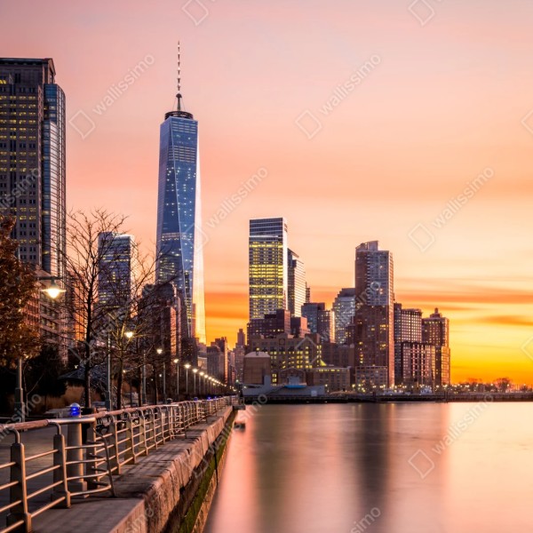 Repositionierbarer Aufkleber Lower Manhattan bei sonnenuntergang – Wallnifity® Repositionierbarer Aufkleber Lower Manhattan bei sonnenuntergang – Wallnifity®