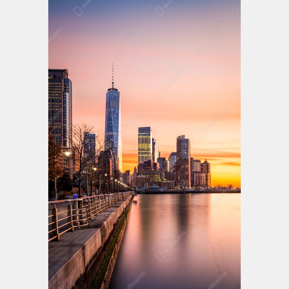 Repositionierbarer Aufkleber Lower Manhattan bei sonnenuntergang – Wallnifity® Repositionierbarer Aufkleber Lower Manhattan bei sonnenuntergang – Wallnifity®