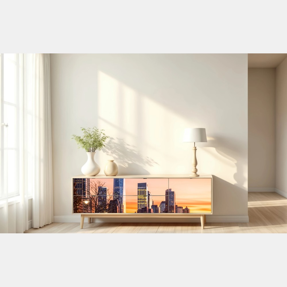 Repositionierbarer Aufkleber Lower Manhattan bei sonnenuntergang – Wallnifity® Repositionierbarer Aufkleber Lower Manhattan bei sonnenuntergang – Wallnifity®