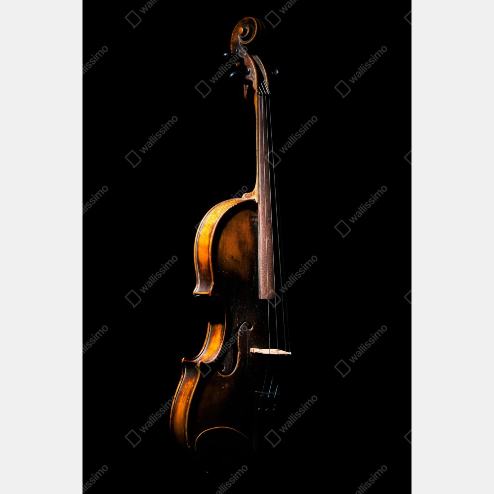 Repositionierbarer Aufkleber elegante vintage-geige vor schwarzem hintergrund – Wallnifity® Repositionierbarer Aufkleber elegante vintage-geige vor schwarzem hintergrund – Wallnifity®