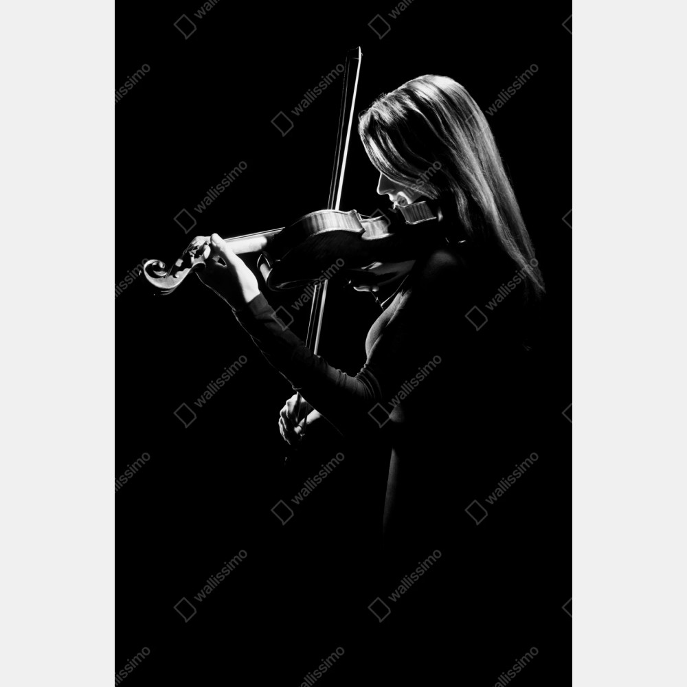 Repositionierbarer Aufkleber elegante geigerin silhouette – Wallnifity® Repositionierbarer Aufkleber elegante geigerin silhouette – Wallnifity®