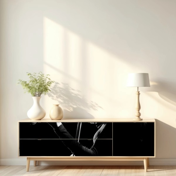 Repositionierbarer Aufkleber elegante geigerin silhouette – Wallnifity® Repositionierbarer Aufkleber elegante geigerin silhouette – Wallnifity®