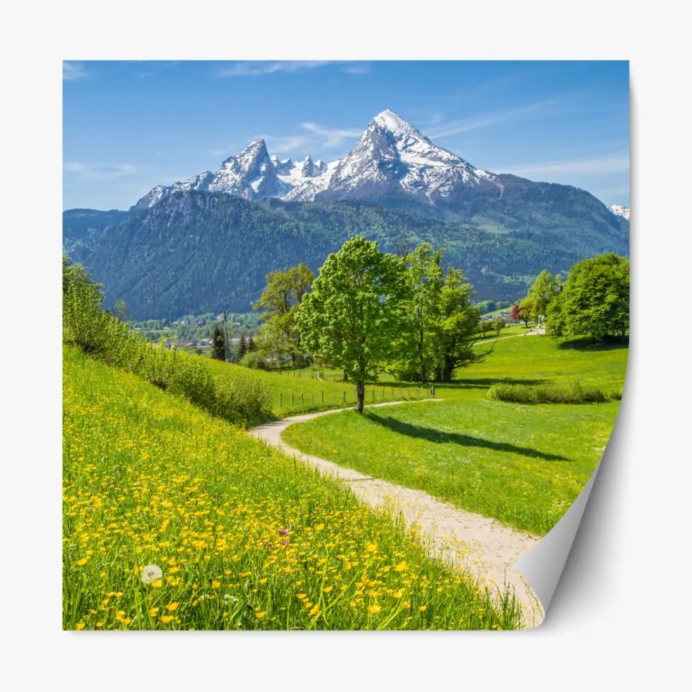 Repositionierbarer Aufkleber alpenwiese und bergpfad – Wallnifity®