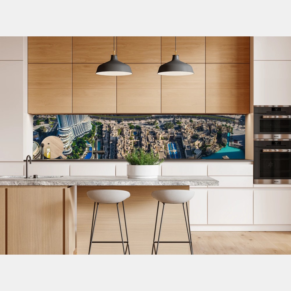 Repositionierbarer Aufkleber luftaufnahme von Downtown Dubai – Wallnifity® Repositionierbarer Aufkleber luftaufnahme von Downtown Dubai – Wallnifity®