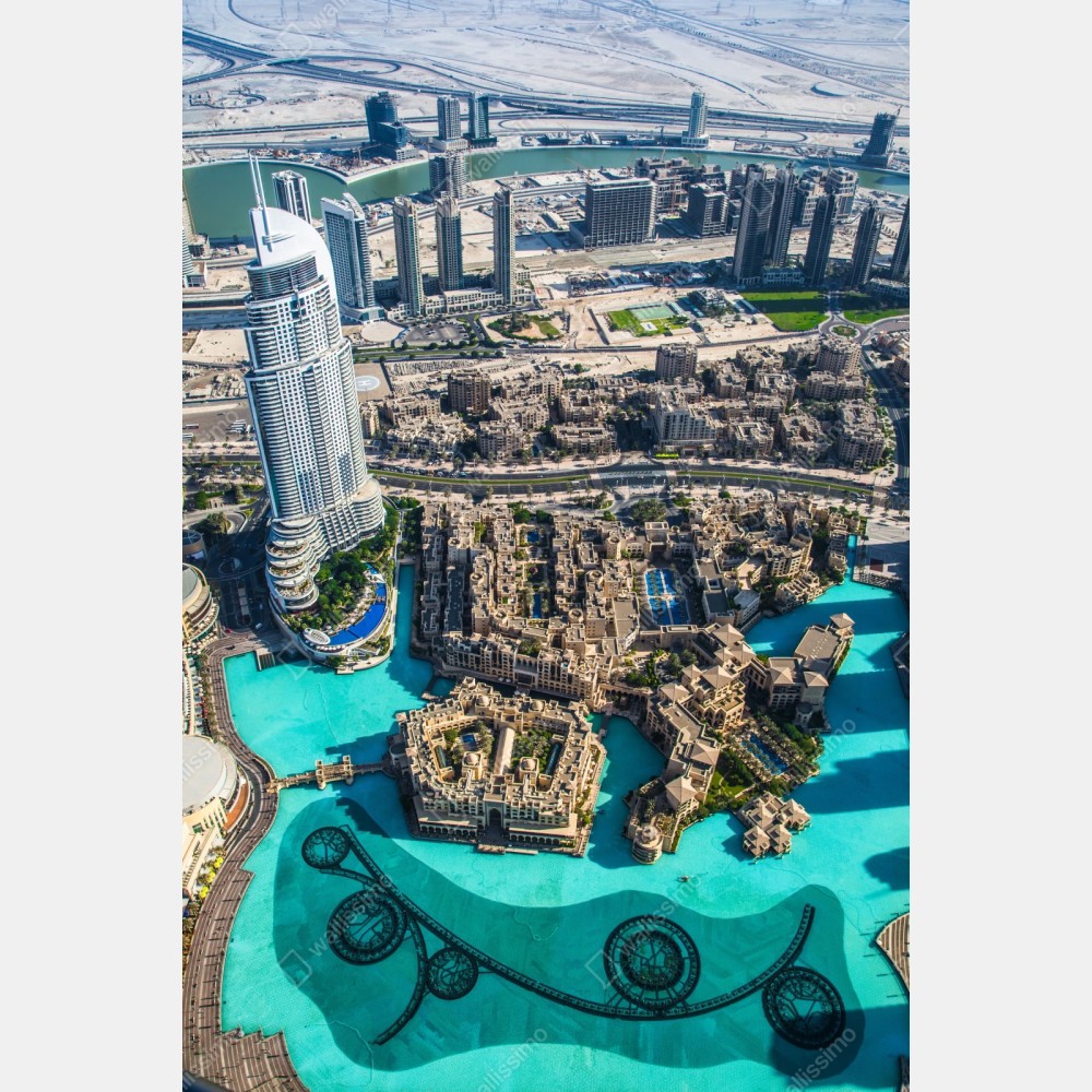 Repositionierbarer Aufkleber luftaufnahme von Downtown Dubai – Wallnifity® Repositionierbarer Aufkleber luftaufnahme von Downtown Dubai – Wallnifity®