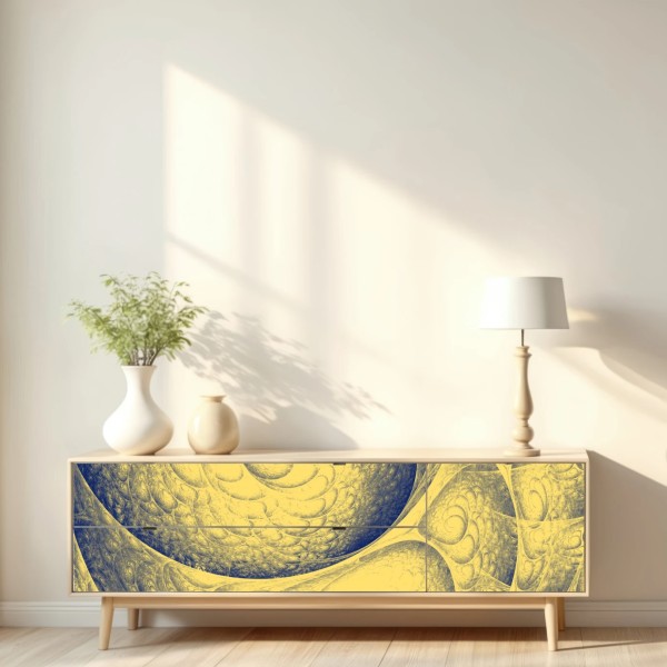Repositionierbarer Aufkleber goldene spiralförmige fraktalstruktur – Wallnifity® Repositionierbarer Aufkleber goldene spiralförmige fraktalstruktur – Wallnifity®