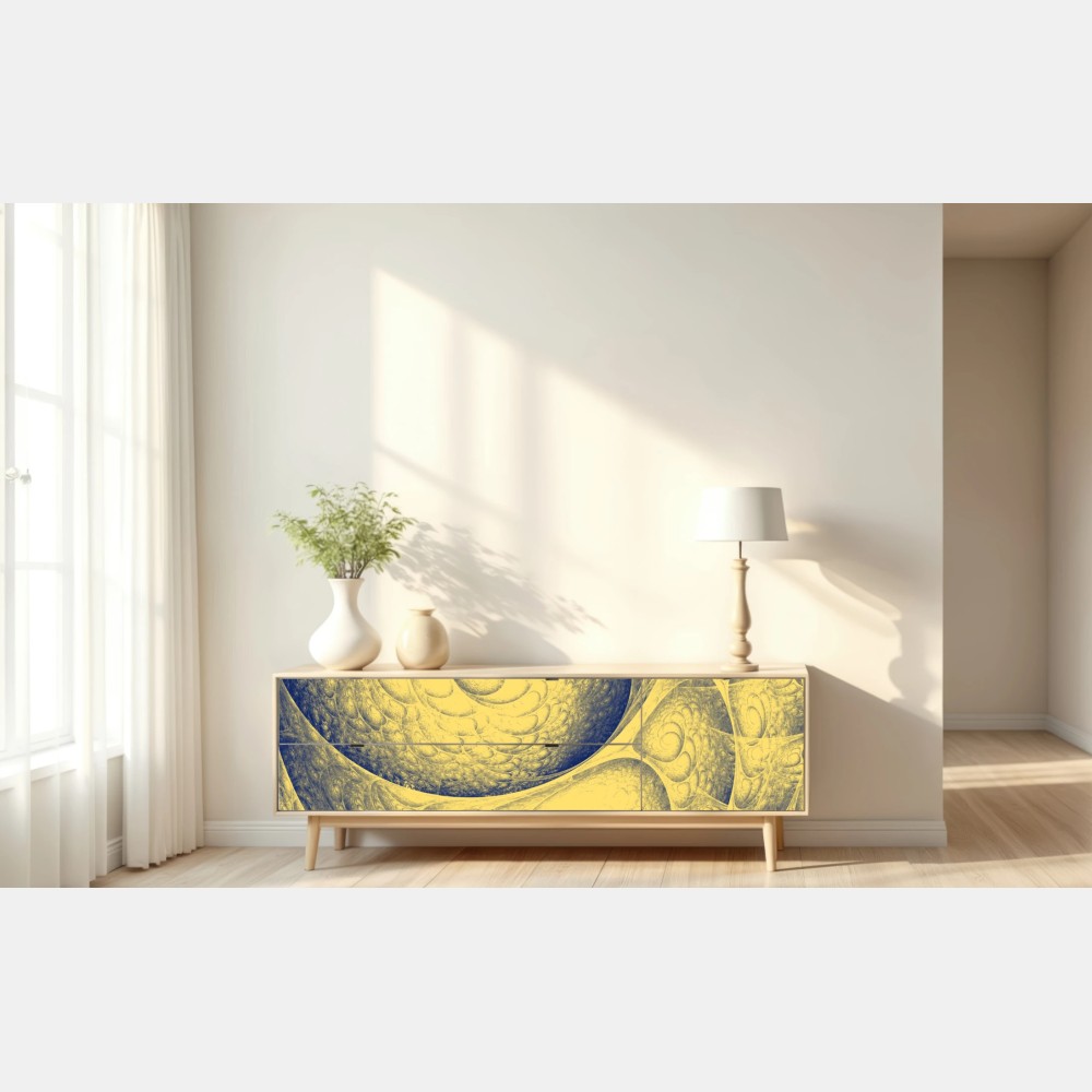 Repositionierbarer Aufkleber goldene spiralförmige fraktalstruktur – Wallnifity® Repositionierbarer Aufkleber goldene spiralförmige fraktalstruktur – Wallnifity®