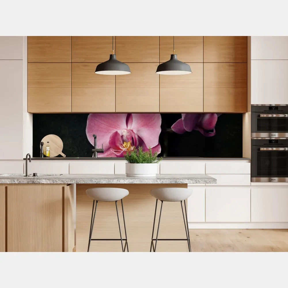 Repositionierbarer Aufkleber rosa orchidee vor dunklem vintage-hintergrund – Wallnifity® Repositionierbarer Aufkleber rosa orchidee vor dunklem vintage-hintergrund – Wallnifity®