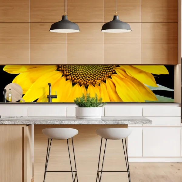 Repositionierbarer Aufkleber goldene sonne über minimalistischen bergen – Wallnifity®