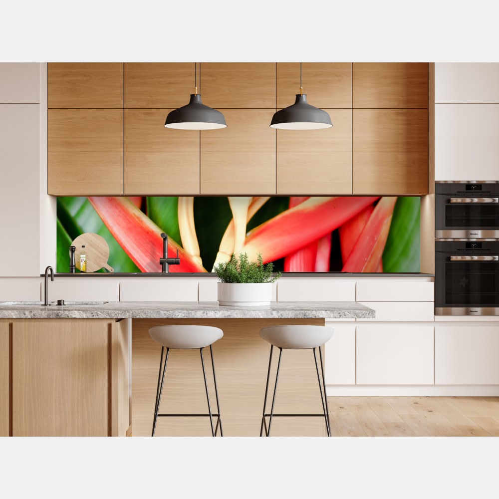 Repositionierbarer Aufkleber leuchtende tropische heliconia-blüten – Wallnifity® Repositionierbarer Aufkleber leuchtende tropische heliconia-blüten – Wallnifity®