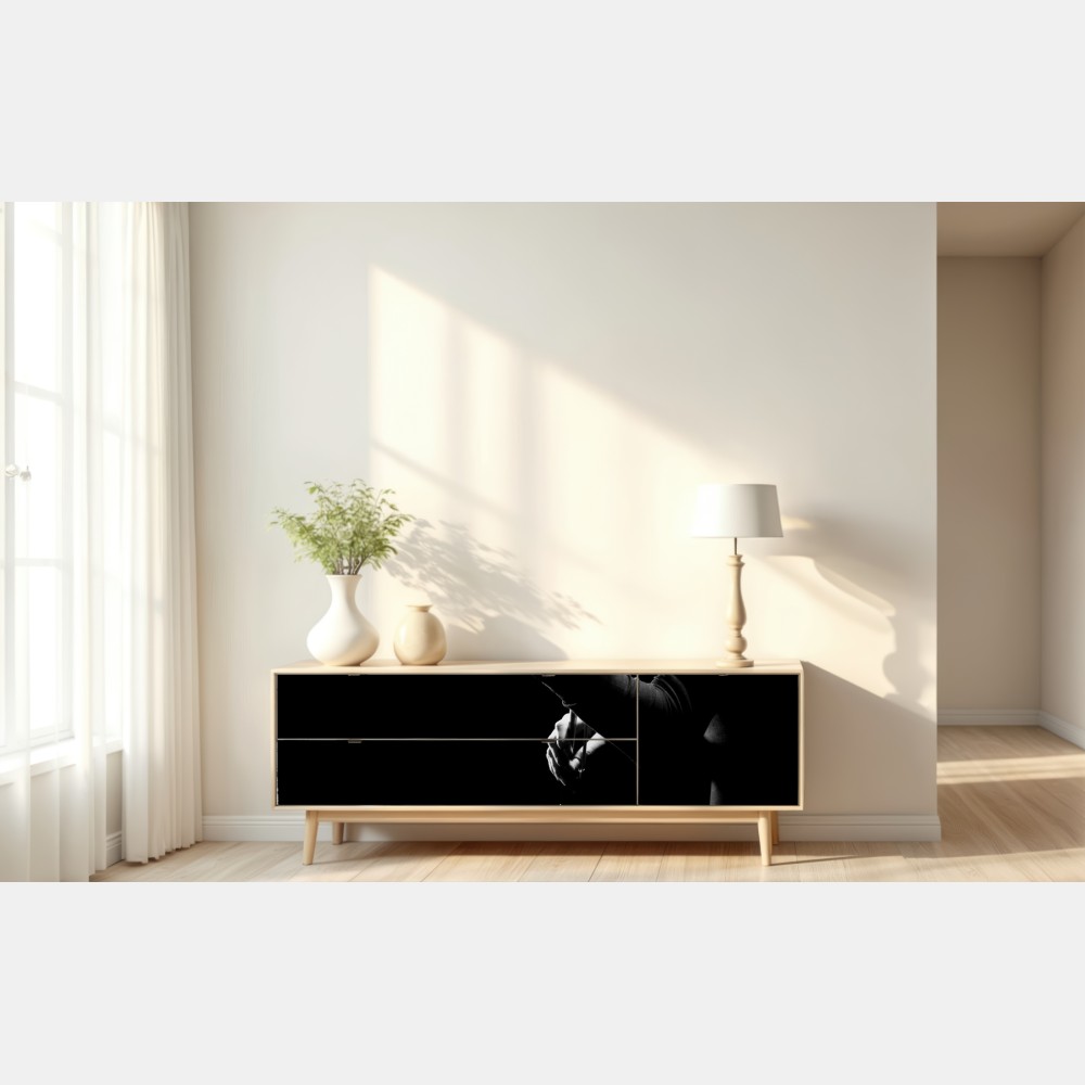 Repositionierbarer Aufkleber elegante geigerin in silhouette – Wallnifity® Repositionierbarer Aufkleber elegante geigerin in silhouette – Wallnifity®