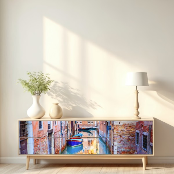 Repositionierbarer Aufkleber Venedig kanal und spiegelungen – Wallnifity® Repositionierbarer Aufkleber Venedig kanal und spiegelungen – Wallnifity®