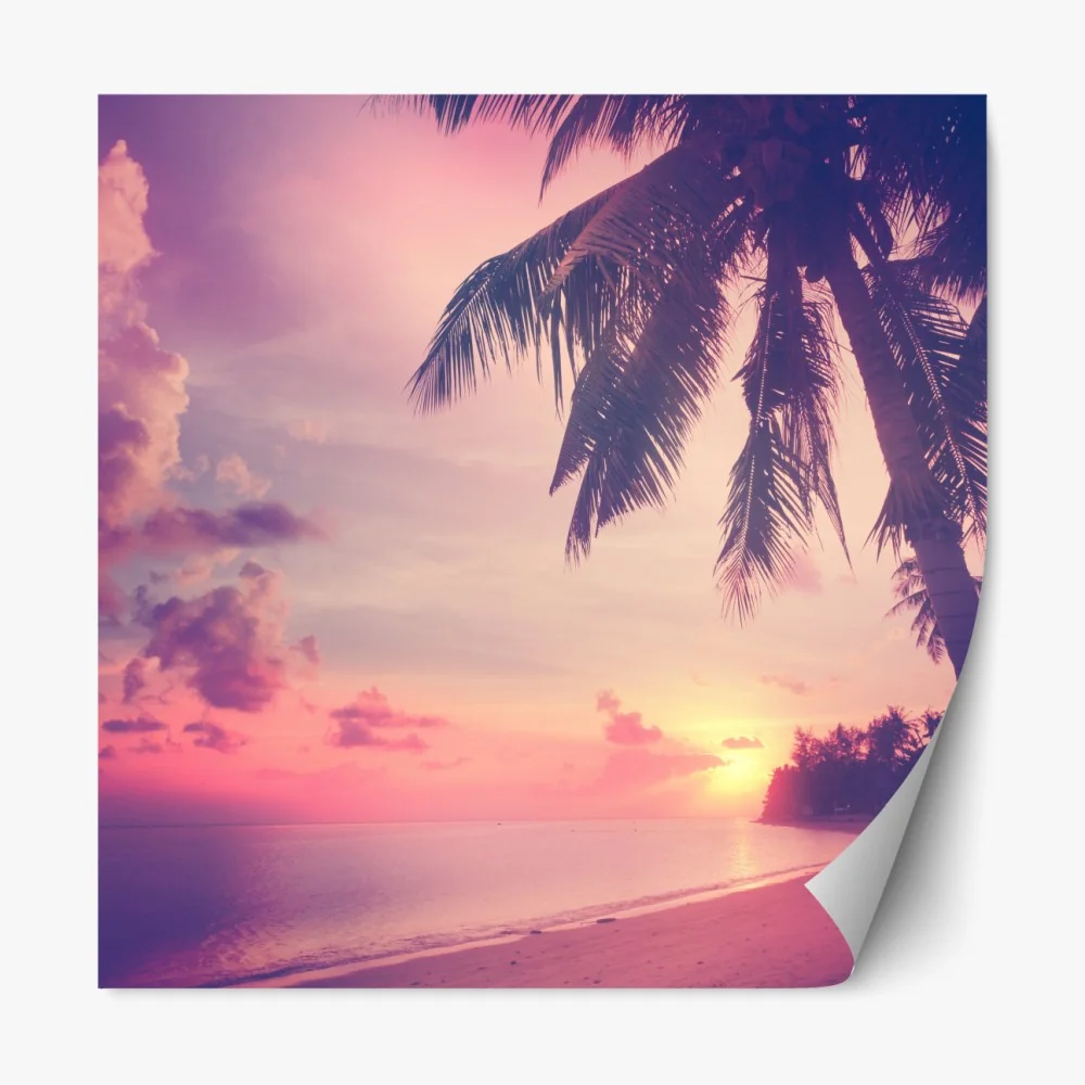 Repositionierbarer Aufkleber tropischer sonnenuntergang am strand – Wallnifity® Repositionierbarer Aufkleber tropischer sonnenuntergang am strand – Wallnifity®