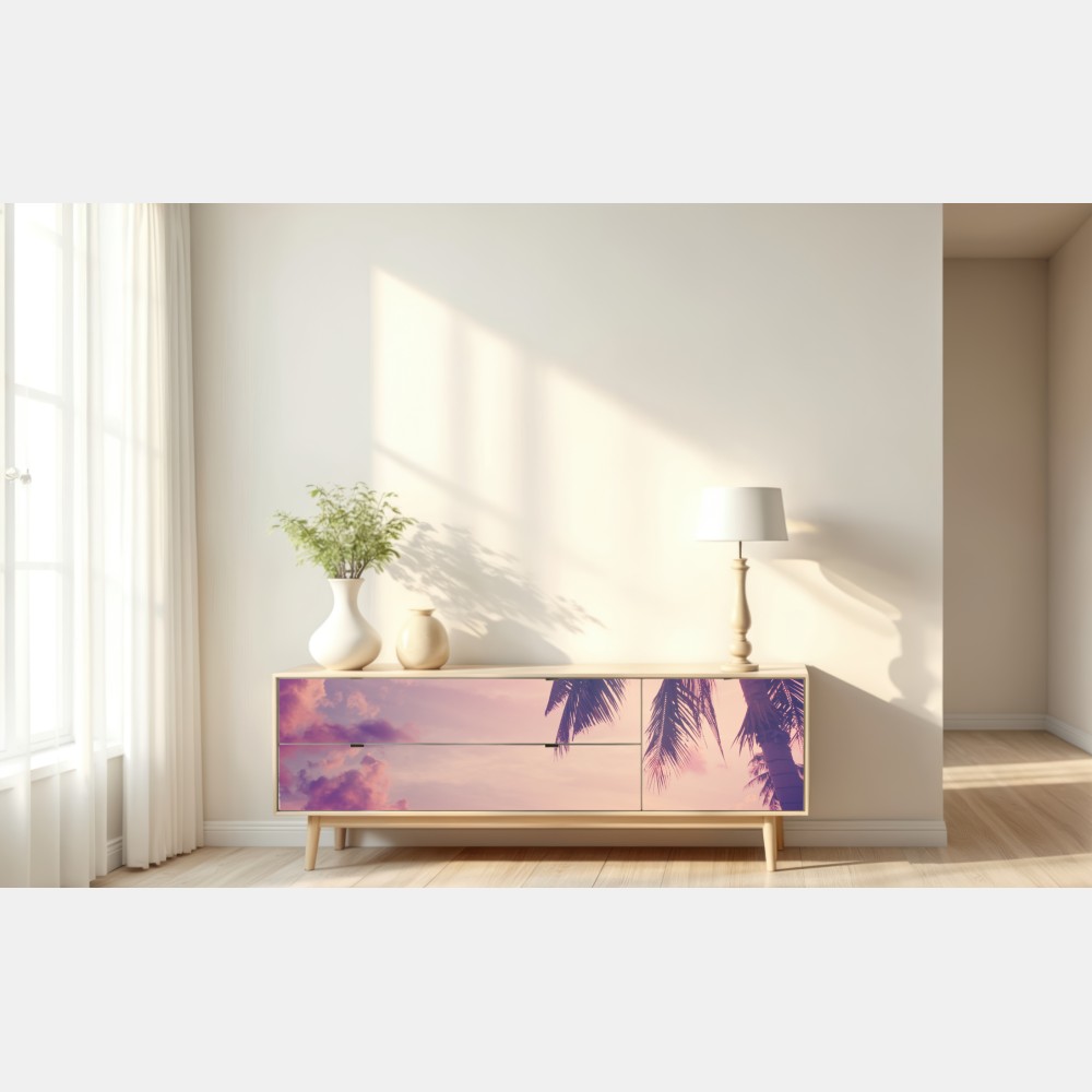 Repositionierbarer Aufkleber tropischer sonnenuntergang am strand – Wallnifity® Repositionierbarer Aufkleber tropischer sonnenuntergang am strand – Wallnifity®