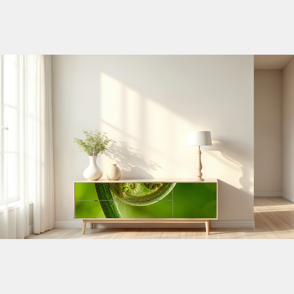 Repositionierbarer Aufkleber grüne farnknospe makroaufnahme – Wallnifity® Repositionierbarer Aufkleber grüne farnknospe makroaufnahme – Wallnifity®