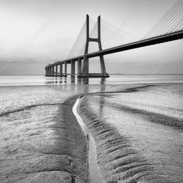 Repositionierbarer Aufkleber minimalistische seilbrücke in monochrom – Wallnifity® Repositionierbarer Aufkleber minimalistische seilbrücke in monochrom – Wallnifity®