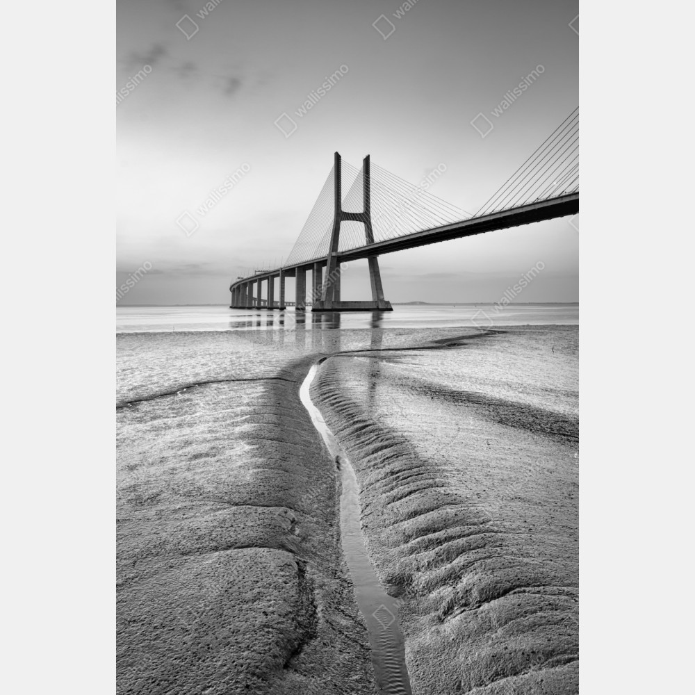 Repositionierbarer Aufkleber minimalistische seilbrücke in monochrom – Wallnifity® Repositionierbarer Aufkleber minimalistische seilbrücke in monochrom – Wallnifity®