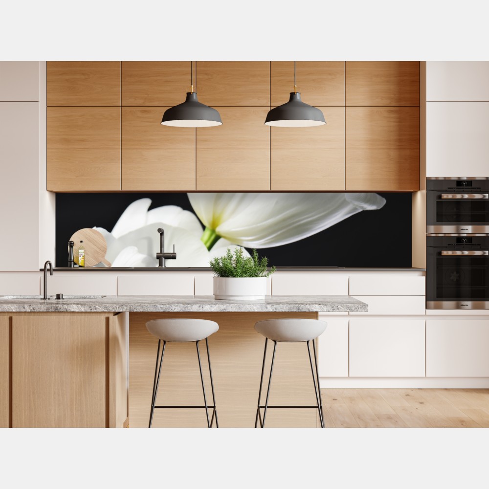 Repositionierbarer Aufkleber weißer tulpenstrauß vor dunklem hintergrund – Wallnifity® Repositionierbarer Aufkleber weißer tulpenstrauß vor dunklem hintergrund – Wallnifity®