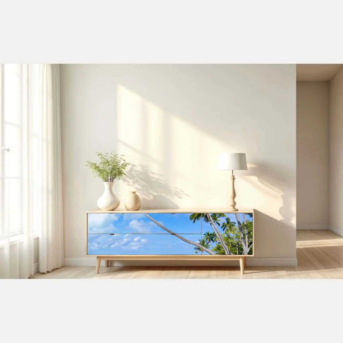 Repositionierbarer Aufkleber tropischer palmenstrand – Wallnifity® Repositionierbarer Aufkleber tropischer palmenstrand – Wallnifity®