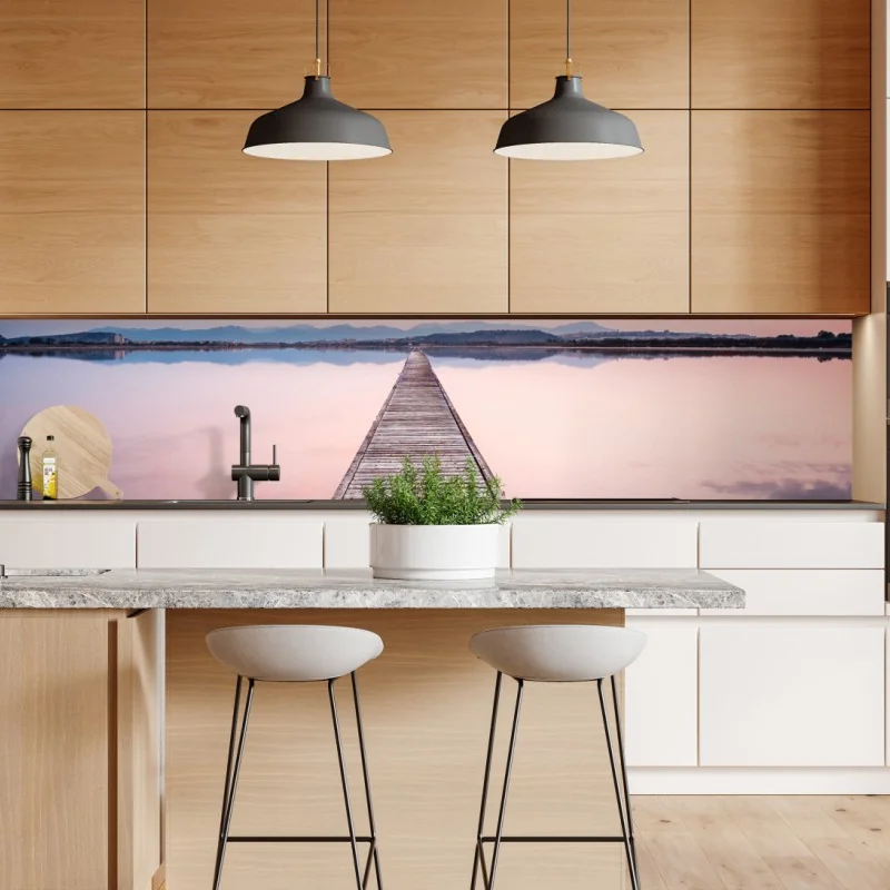 Repositionierbarer Aufkleber holzsteg zum horizont bei sonnenuntergang – Wallnifity® Repositionierbarer Aufkleber holzsteg zum horizont bei sonnenuntergang – Wallnifity®