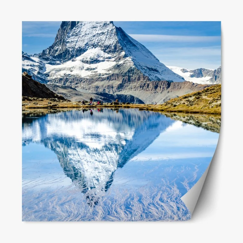 Repositionierbarer Aufkleber einsamer baum am stillen see – Wallnifity®