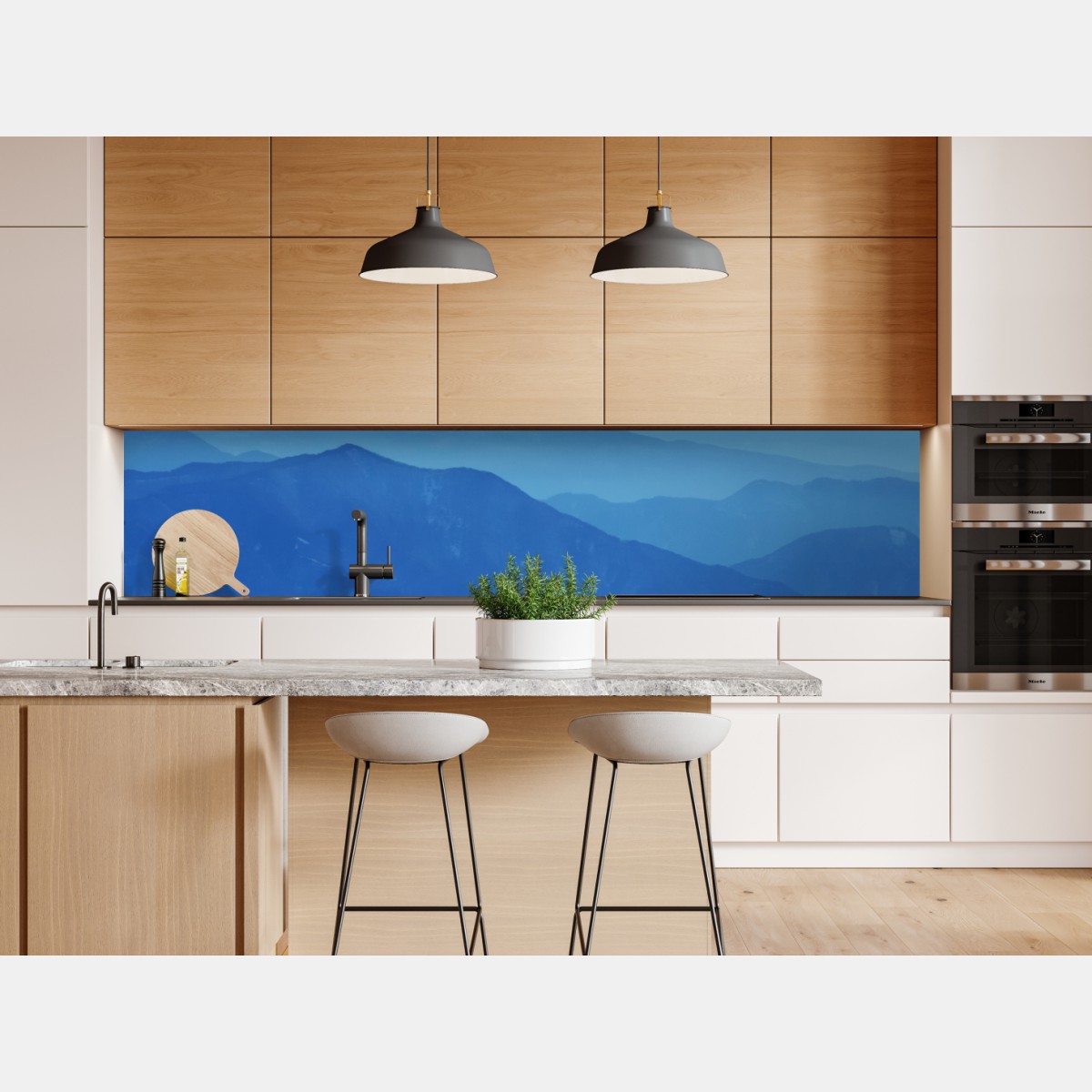 Repositionierbarer Aufkleber neblige blaue bergschichten – Wallnifity® Repositionierbarer Aufkleber neblige blaue bergschichten – Wallnifity®