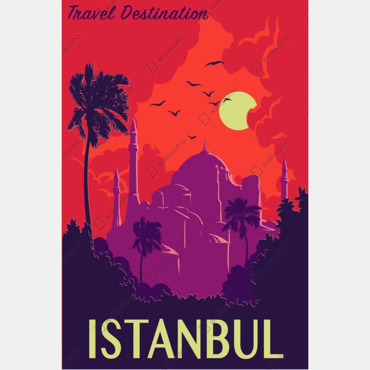 Repositionierbarer Aufkleber sonnenuntergang über Istanbul – Wallnifity® Repositionierbarer Aufkleber sonnenuntergang über Istanbul – Wallnifity®