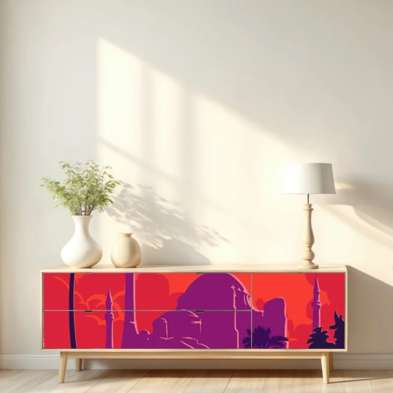 Repositionierbarer Aufkleber sonnenuntergang über Istanbul – Wallnifity® Repositionierbarer Aufkleber sonnenuntergang über Istanbul – Wallnifity®