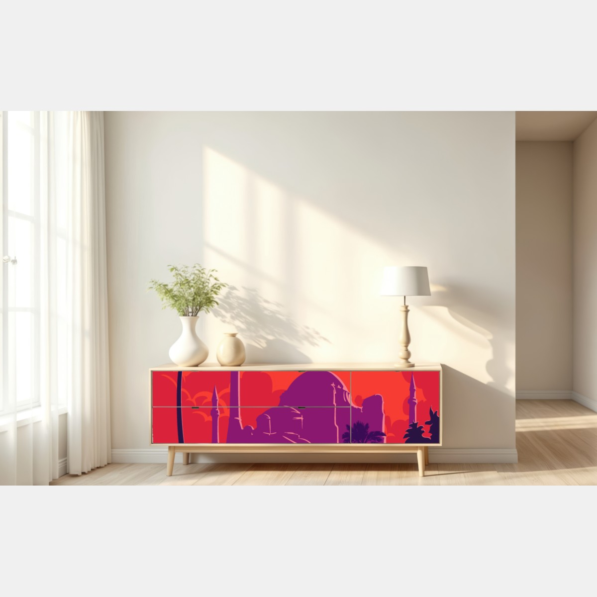 Repositionierbarer Aufkleber sonnenuntergang über Istanbul – Wallnifity® Repositionierbarer Aufkleber sonnenuntergang über Istanbul – Wallnifity®
