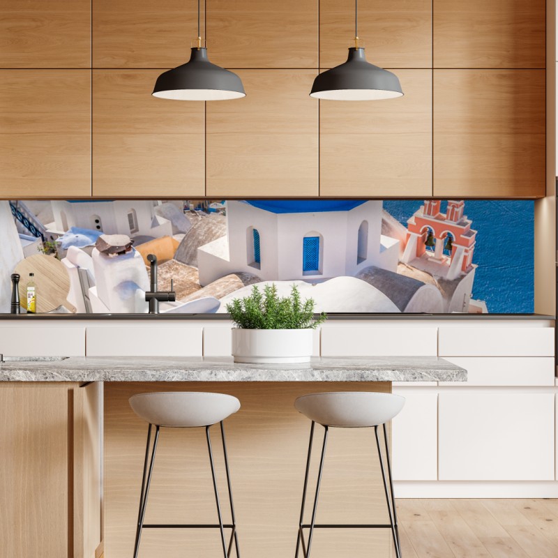 Repositionierbarer Aufkleber sonniger Mittelmeerhafen – Wallnifity®