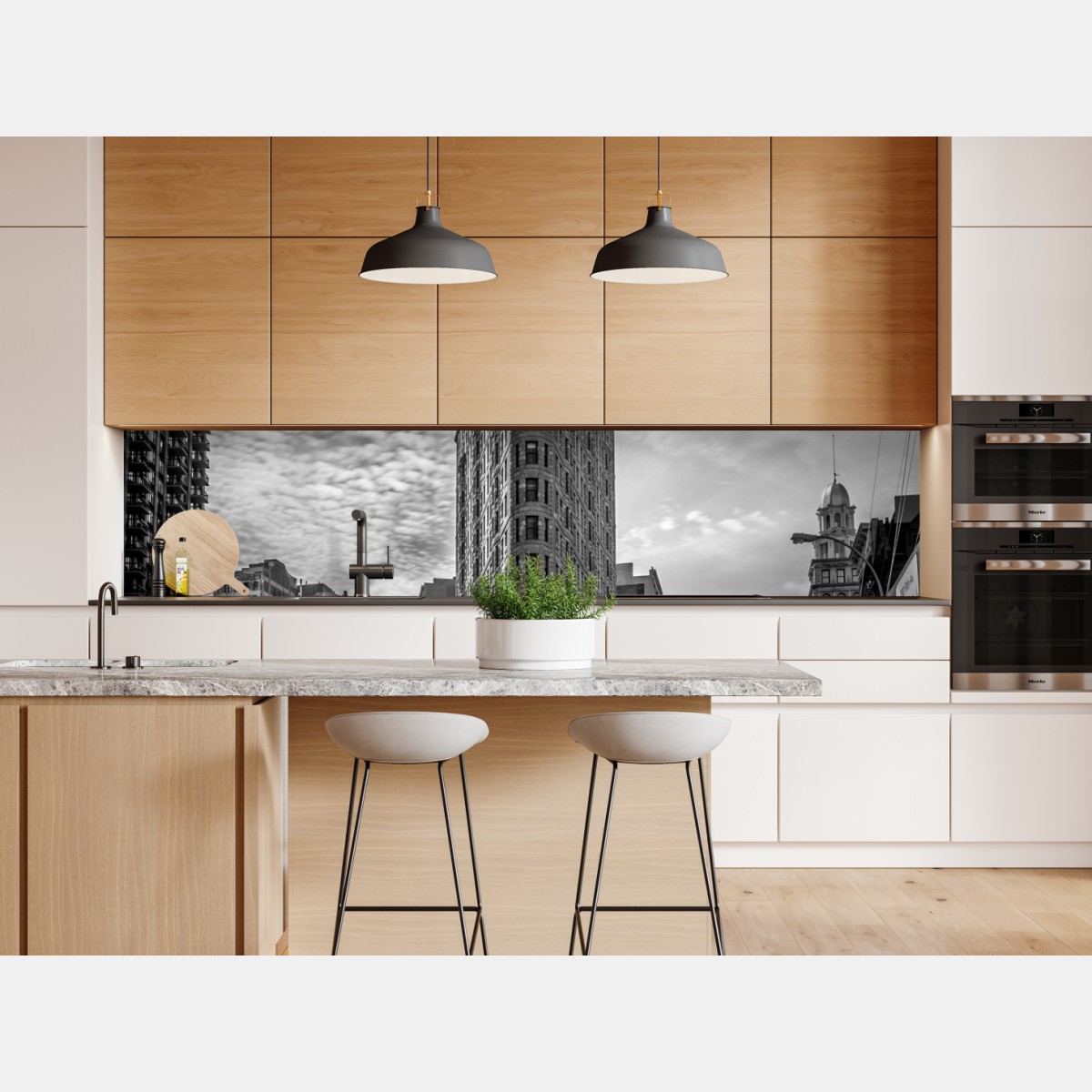 Repositionierbarer Aufkleber Flatiron, New York — monochrome architektur – Wallnifity® Repositionierbarer Aufkleber Flatiron, New York — monochrome architektur – Wallnifity®