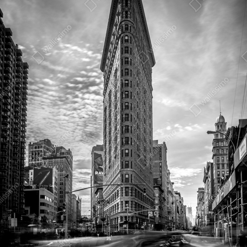 Repositionierbarer Aufkleber Flatiron, New York — monochrome architektur – Wallnifity® Repositionierbarer Aufkleber Flatiron, New York — monochrome architektur – Wallnifity®